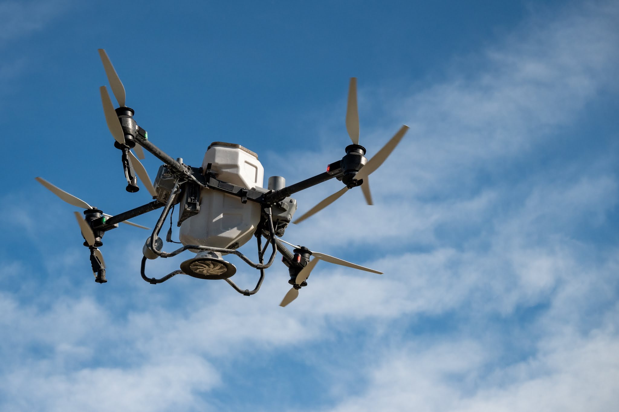 A drone for spraying pesticides in the sky